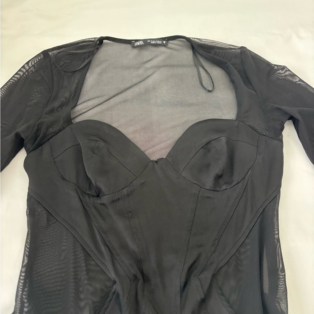 Zara Black Mesh Bodysuit - M